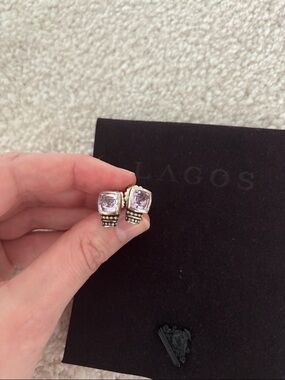 LAGOS Bezel- Set Amethyst Stud Earrings